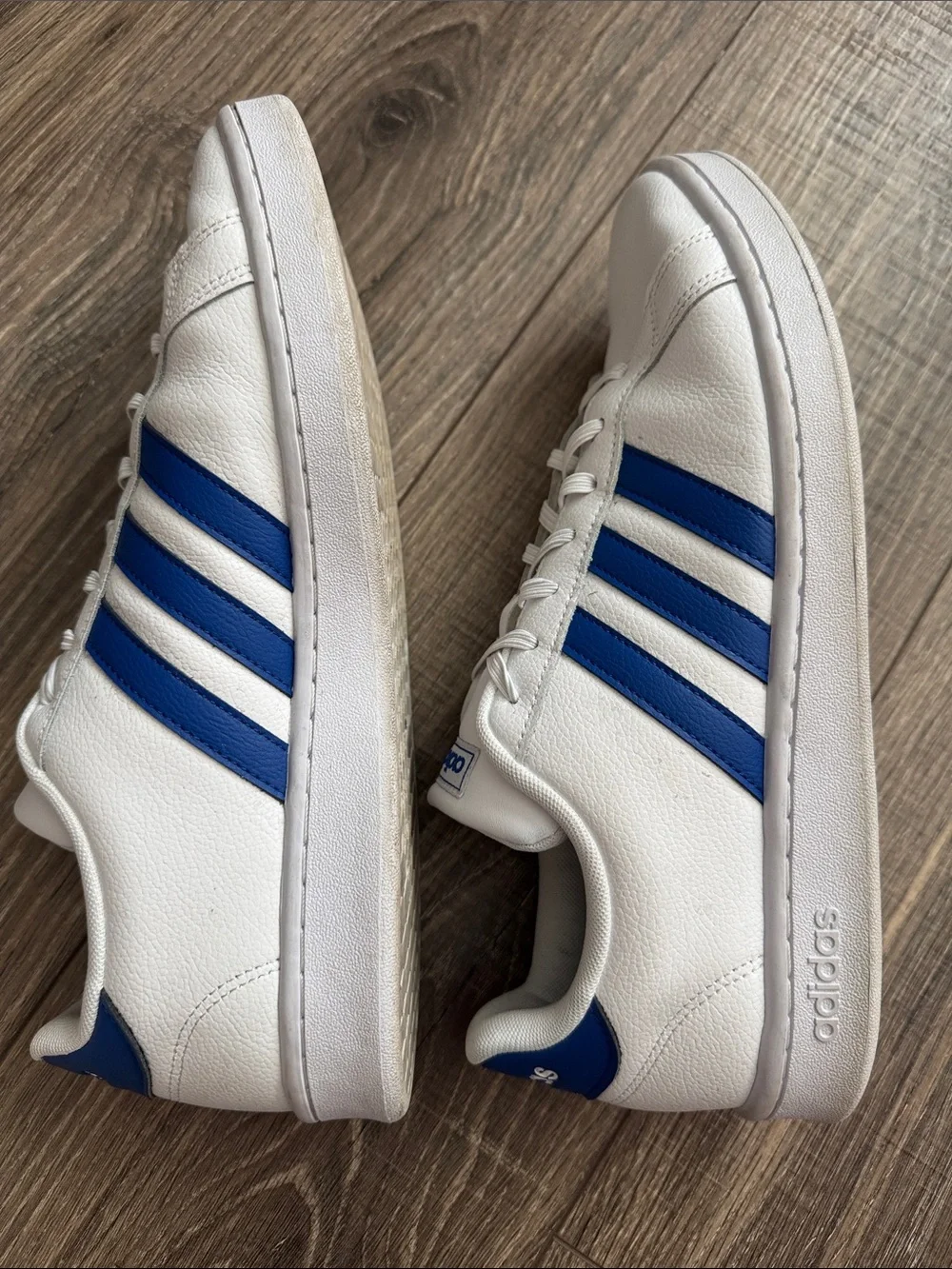 adidas White and Blue Men's Low-Top Sneakers